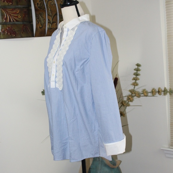 Banana Republic pullover collared pinstriped shirt - Picture 2 of 10